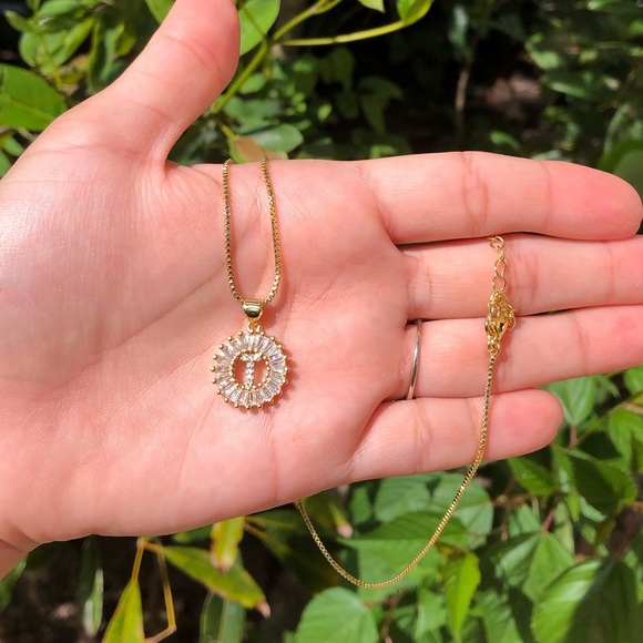 18K Gold Plated Diamond Letter “T” Necklace - Picture 3 of 5